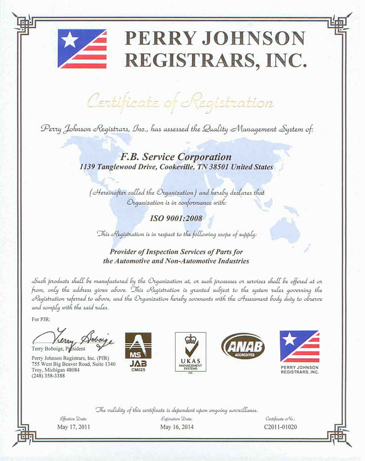 Certificate of Registration - Perry Johnson Registrars